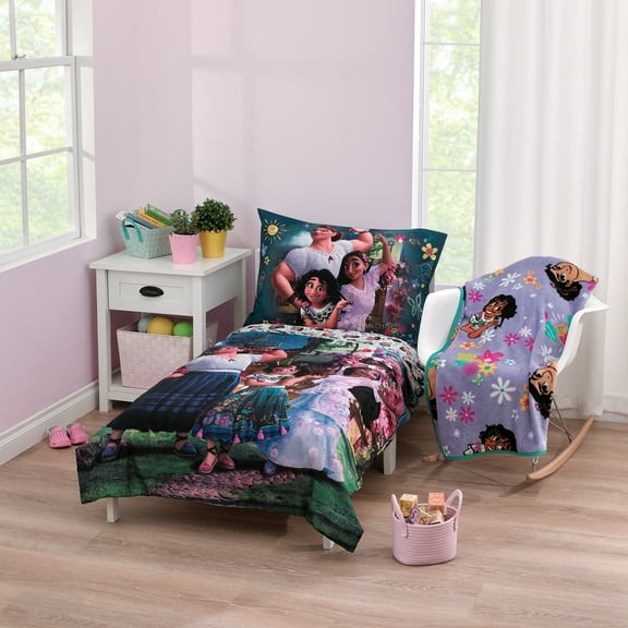 Disney Encanto 5-Piece Toddler Bedding & Blanket Bundle, Toddler Bed, Girl, Purple, Polyester