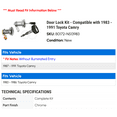 thumbnail image 2 of Door Lock Kit - Compatible with 1983 - 1991 Toyota Camry 1984 1985 1986 1987 1988 1989 1990, 2 of 2