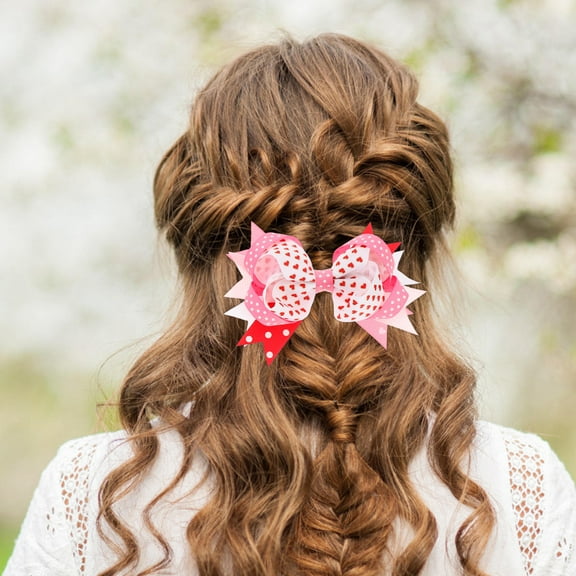 UNOMOR 3pcs Pink Bow Hairpins for Women Hair Holding on Valentine Day