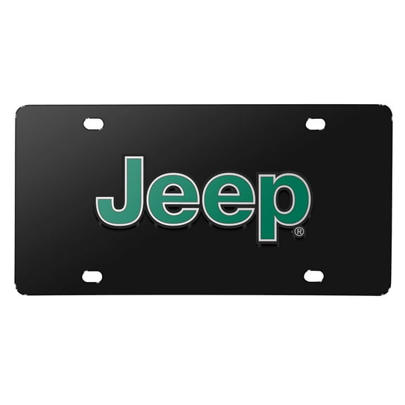 Jeep Green Logo Black Stainless Steel License Plate