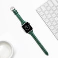 thumbnail image 3 of WFEAGL Crocodile Pattern Leather Band Apple Watch Replacement Wristband 42/44/45mm Green, 3 of 5
