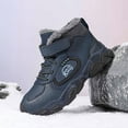 thumbnail image 4 of CUZIBR Toddler Shoes Ankle Boots Non Color Block Lace Up Leather Casual Hiking Booties Thermal Lined Hook And Loop Fashion Shoe Outdoor Lightweight Comfy Footwear,Navy,7-8 Years, 4 of 8