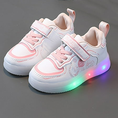 

Dyfzdhu Children Shoes Led Lighting Casual Shoes Boys Girls Students White Pink Cute Soft Sole Sport Sneakers