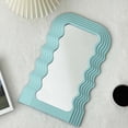 thumbnail image 6 of Simmer Stone Wave Pattern Irregular Makeup Mirror Tabletop Vanity/ Cosmetic Desktop Mirror Hanging/ Wall Mirrors Desk Countertop Dressing for Home Bedroom Decorative Blue, 6 of 17