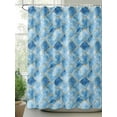 thumbnail image 2 of Marble Morocco Shower Curtain, Blue Modern Geometric Gold Abstract Plaid Waterproof Shower Curtain Set with 12 Hooks Lightweight Washable Fabric Shower Curtains for Bathroom 72x72 Inches, 2 of 6