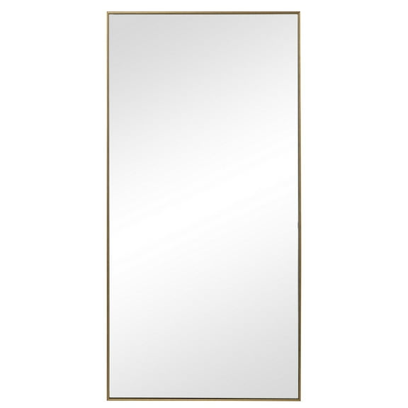 Benjara Rectangular Shape Thin Polystyrene Frame Mirror, Gold