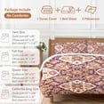 thumbnail image 6 of Bohemia Ethnic Style Bedding Duvet Cover Set Full Size 4 Pieces Retro Southwest Pattern Red Bedding Set with Zipper Closure, 1 Comforter Cover 86x86 Inches 1 Flat Sheet & 2 Pillow Cases, 6 of 7
