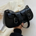 thumbnail image 4 of Yucurem Women Retro Commuting Bag Double Pockets Pu Leather Chic Hobo Bag (Black) Fashion shoulder bag (Black), 4 of 10