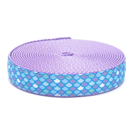 Country Brook Design® 3/4 inch Mermaid Scales Ribbon on Lavender Nylon Webbing 5 Yards