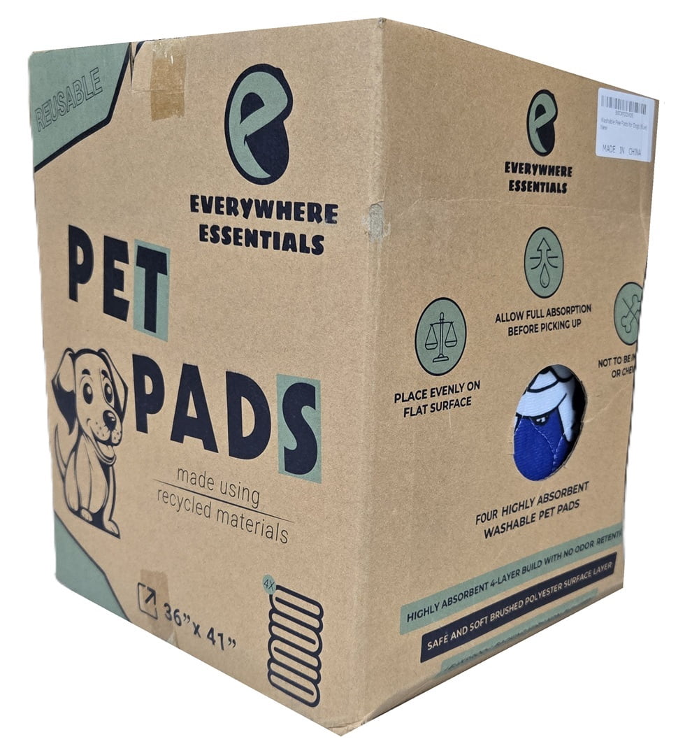Everywhere Essentials Washable Pet Pads for Dogs Blue Puppy 36" X 41" (4-Pack)