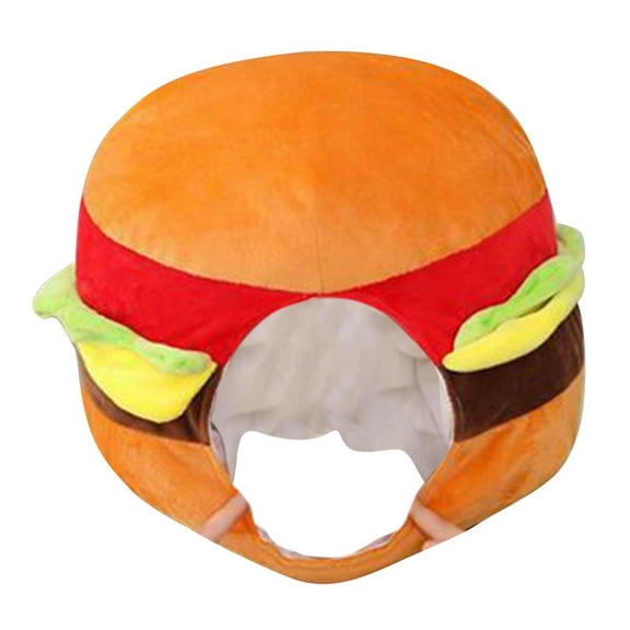 Plush Hat Hamburger Novelty Winter Ski Cosplay Festivals Masquerade Birthday Dress up Lovely Headgear Photo Props Cap Costume Accessories