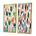 thumbnail image 3 of Designart "Teal Coral Scandinave Floral Pattern Coastal Florals" Abstract Framed Wall Art Set Of 2 - Teal Floral Framed Canvas Set For Living Room Decor, 3 of 7