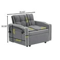 thumbnail image 4 of Convertible Chair Bed, 3 in 1 Convertible Sofa Bed Sleeper Chair with Adjustable Backrest & Side Pocket, Built-in Phone Holder & Pillows, Sofa Couch Bed Sofa Chair for Living Room, Small Spaces, Grey, 4 of 9