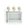 thumbnail image 4 of DecMode 3 Holder Silver Wood Pillar Candelabra with Mirrored Accents and Crystals, 4 of 8
