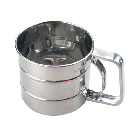 

Jygee Stainless Steel Shaker Sieve Cup Mesh Crank Flour Sifter with Measuring Scale for Flour Icing Sugar