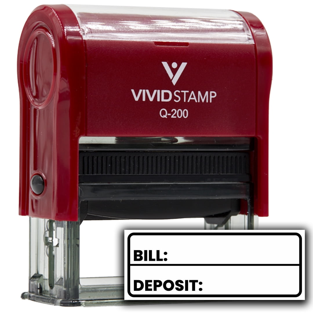 (3 pack) All Quality Bill Deposit Self-Inking Rubber Stamp | Business and Packaging Stamps (Red Ink) - Q-200