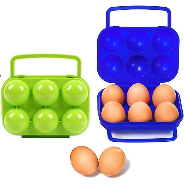 Caja de huevos de plástico portátil, 6 rejillas, caja de almacenamiento de huevos plegable, caja de huevos de gran capacidad, caja de almacenamiento para refrigerador y cajón para verduras