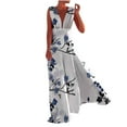 thumbnail image 2 of Lenago Robes d'Été Grande Taille pour Femmes Mode Décontractée Été Sans Manches Col en V Robe Imprimée Fermeture Éclair Robe Longue Robes de Plage en Solde, 2 of 5