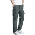thumbnail image 6 of successthop Cargo pants for Mens and Big Mens Fleece Elastic Waist Solid Workwear with Multiple Pockets Casual Trousers, 6 of 9