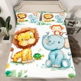 thumbnail image 2 of Castle Fairy Kids Boys Girls Kawaii Lion Elephant Monkey Twin Sheet Sets,Wildlife Bedding, 2 of 7