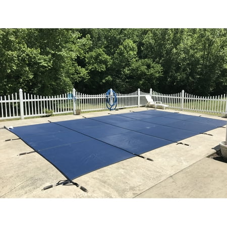 WaterWarden Safety Pool Cover for 12 x 24 In Ground Pool - Blue Mesh