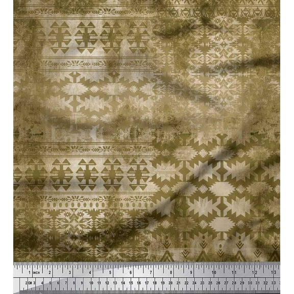 Soimoi Cotton Duck Fabric Aztec Southwestern Print Sewing Fabric Yard 42 Inch Wide