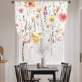 thumbnail image 4 of Watercolor Poppy Tie Up Curtain 45 Inches Long, Flower Eucalyptus Leaf Balloon Style Kitchen Window Curtain Over Sink, Small Window Rod Pocket Curtain 42"x45", 4 of 9