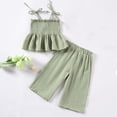 thumbnail image 4 of ITSAME Toddler Girls Summer Outfit Set, Ruffle Smocked Camisole and Pants Fashion Casual Clothes 2-Piece Green Size 6, 4 of 8