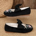 thumbnail image 6 of Mostsola Mary Jane Shoes Women Suede Embroidery Floral Dressy Bowknot Slip on Ballet Flats Shoes, 6 of 8