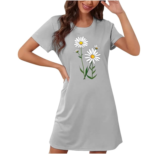 Camisón corto de talla grande para mujer, camisón de manga corta con estampado de pecho a la moda, camisón para mujer