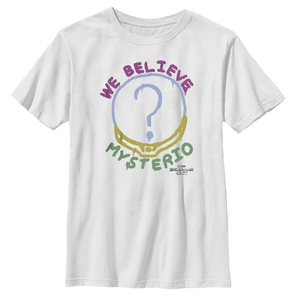 Boy's Marvel Spider-Man: No Way Home We Believe Mysterio  Graphic Tee White Small