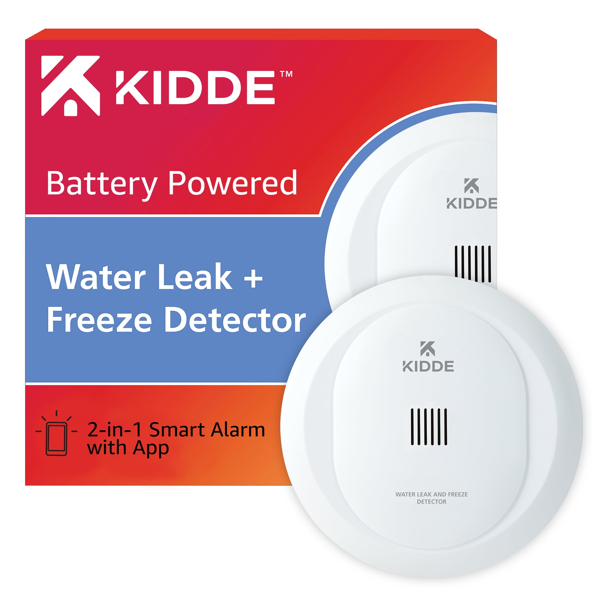 Kidde HomeSafe Smart Water Leak Detector & Freeze Alarm, Wi-Fi, Battery Operated