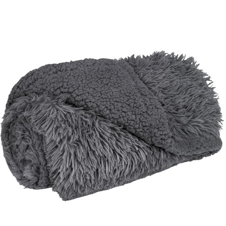 PetAmi Waterproof Dog Blanket for Small Medium Dogs Calming Fleece Cat Blanket Couch Protector Washable Sherpa Faux Fur Pet Throw for Puppy Soft Reversible 29x40 Gray