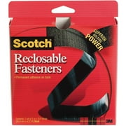 Scotch Self-Stick Reclosable Fasteners, Black, 180-Inch