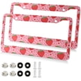 thumbnail image 2 of GZHJMY Strawberry with Dots License Plate Frames Set of 2, Universal Aluminum License Plate Holders 2 Holes Car Tag Frames Automotive Exterior Accessories with Screw Caps Decorative, 2 of 7
