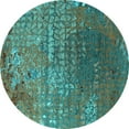 thumbnail image 1 of Ahgly Company Indoor Round Oriental Turquoise Blue Industrial Area Rugs, 5' Round, 1 of 4