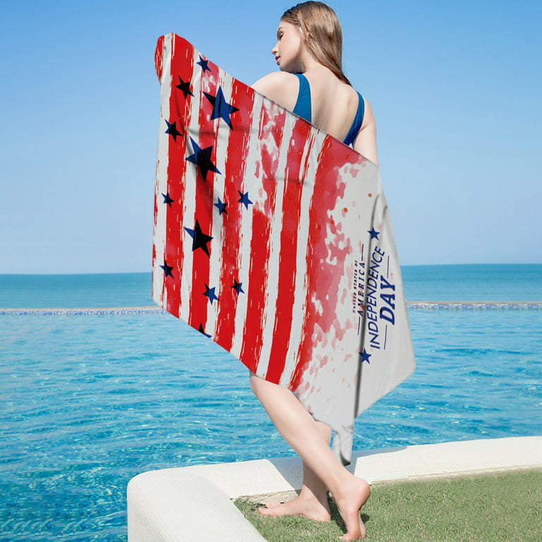 BKFYDLS Beach Towel Big Beach Energy American Flag Beach Towel Oversized  USA Beach Towels Lightweight Striped Pool SPA Towels Quick Dry 60x30 Inch  Travel Beach Towels 