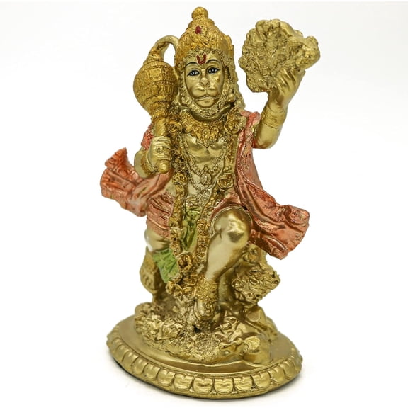 alikiki Hindu God Flying Hanuman Statue - Indian Idol Hanuman Murti Pooja Sculpture India Lord Figurine Home Office Temple Mandir Diwali Puja Gifts Item Yoga Altar Shrine Decor