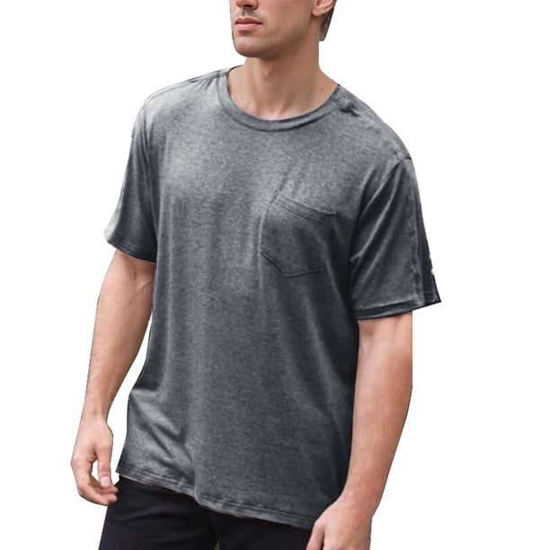 Camisa de recuperación para hombre con hombros descubiertos, manga corta, botones laterales abiertos, ropa de diálisis y quimioterapia