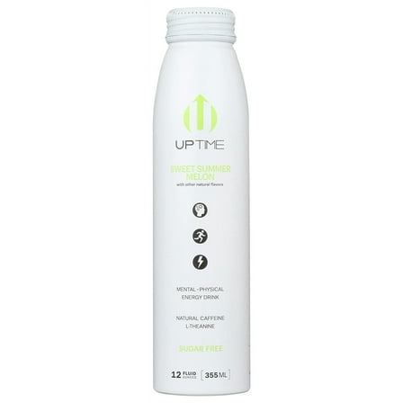 Uptime Sweet Summer Melon Energy Drink, with Other Natural Flavors, Natural Caffeine, Sugar Free, Gluten Free & Non-GMO, 12 Fluid Ounce (Pack of 12)