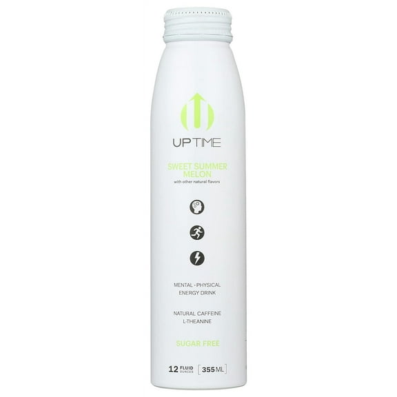 Uptime Sweet Summer Melon Energy Drink, with Other Natural Flavors, Natural Caffeine, Sugar Free, Gluten Free & Non-GMO, 12 Fluid Ounce (Pack of 12)