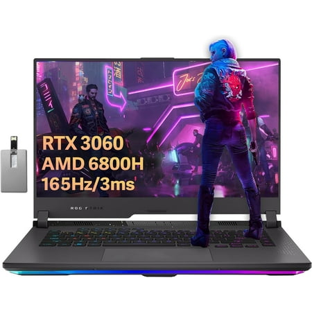 ASUS ROG Strix G15 15.6" WQHD Gaming Laptop, AMD Ryzen7 6800H, NVIDIA GeForce RTX 3060, 64GB DDR5, 2TB SSD, RGB Keyboard, Wi-Fi 6E, Thermal Grizzly Cooling, VR-Ready, Gray, Win 11 Pro, 32GB USB Card