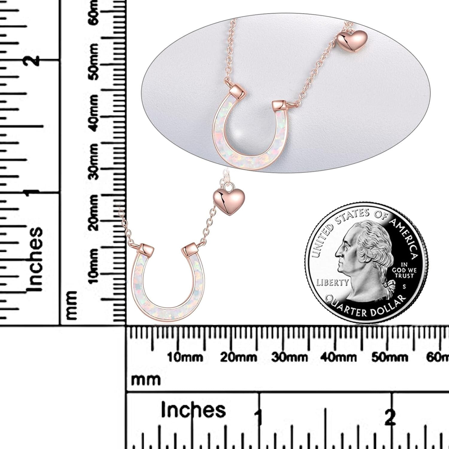 YAFEINI White Opal Horseshoe Necklace for Women Sterling Silver White Opal Horse Jewelry Gifts for Women