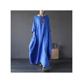 thumbnail image 2 of Audvoi  Plus Size Women Causal Soild Kaftan Maxi Dress Long Shirt Dress, 2 of 5