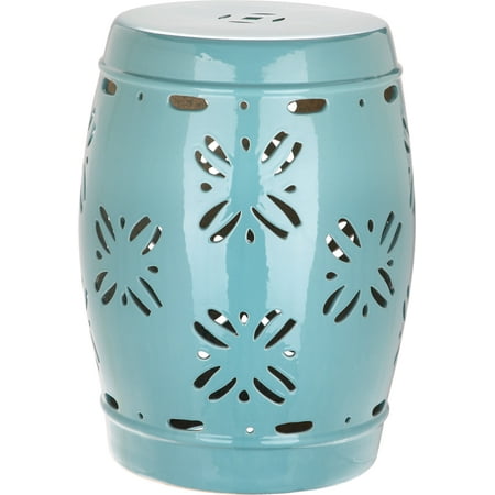Safavieh Sakura Floral Indoor/Outdoor Garden Patio Stool, Light Blue