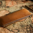 thumbnail image 3 of Leather Pencil Case (Zippered Organizer Pouch, Cosmetic Bag), Leather Case Transitions From Office To Evening, Zippered Pen Pouch Leather Pencil Case(#E), By Meiiso, 3 of 8