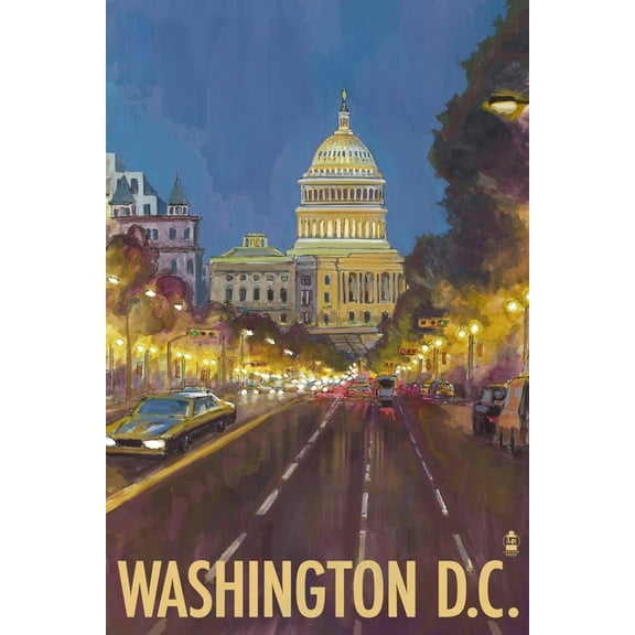 Art.com Washington DC, The Capitol Building Art Print by Lantern Press, 12" x 18"