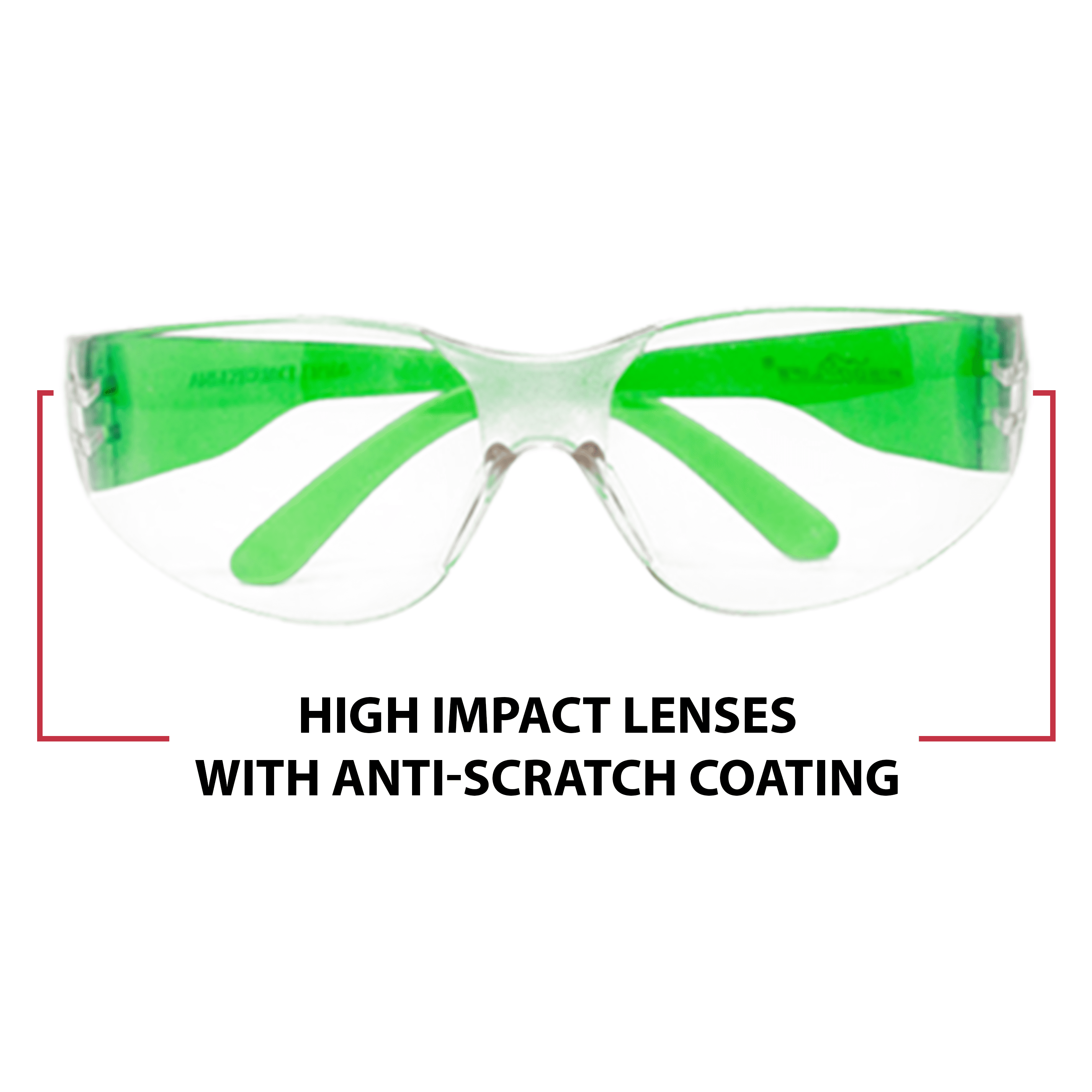 Safe Handler Green, Crystal Clear Lens Color Temple Safety glasses  (36-Pairs) BLSH-ESCR-CLLCT-SG8GR-36 - The Home Depot
