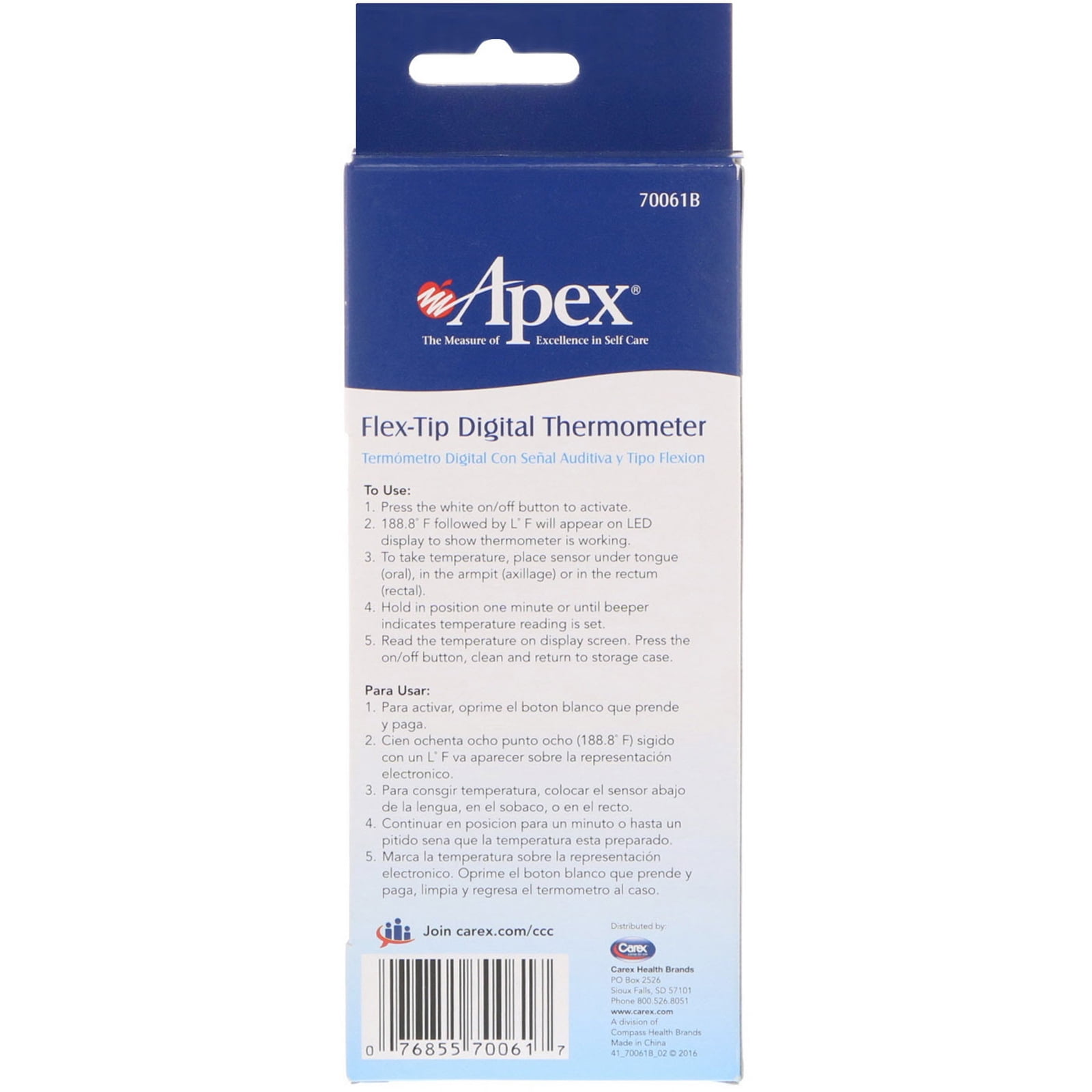 Apex Flex Tip Digital Beeper Thermometer, 70061, 1 Ea