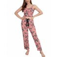 thumbnail image 2 of Gkeoshab Womens Pajama Sets Women's 2026 Summer Ribbed Two Piece Loungewear Heart Print Cami Top & Wide Leg Pants Set Casual Comfortable Outfit, 2 of 8